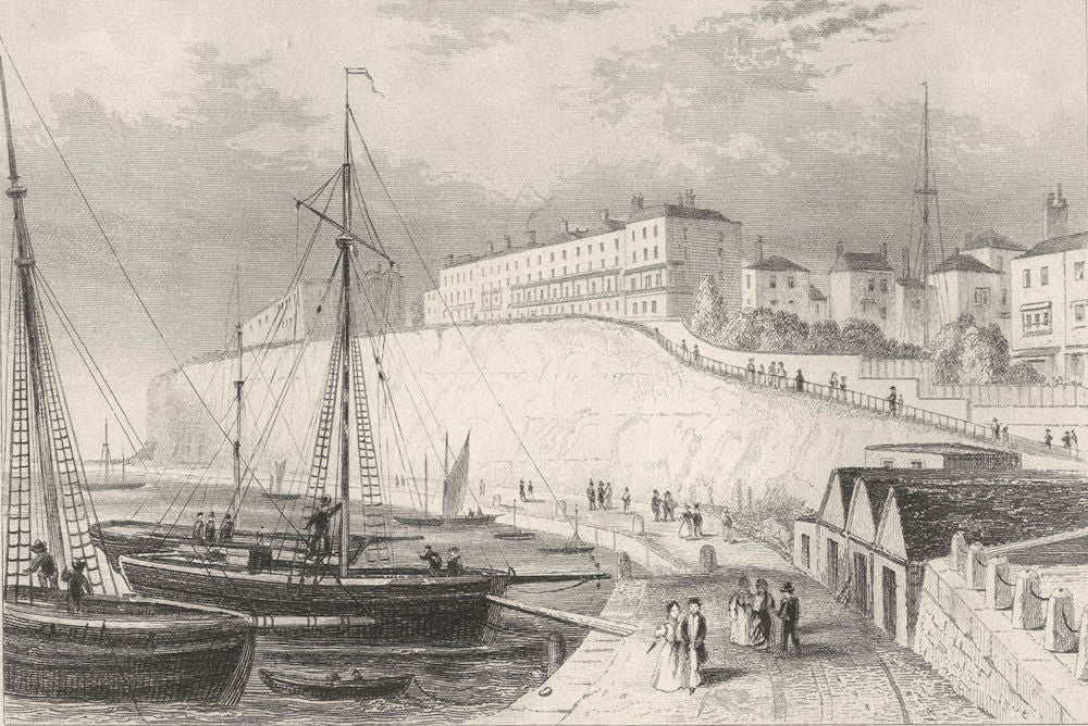 KENT. West Cliff, Ramsgate, Kent. DUGDALE 1845 old antique print picture